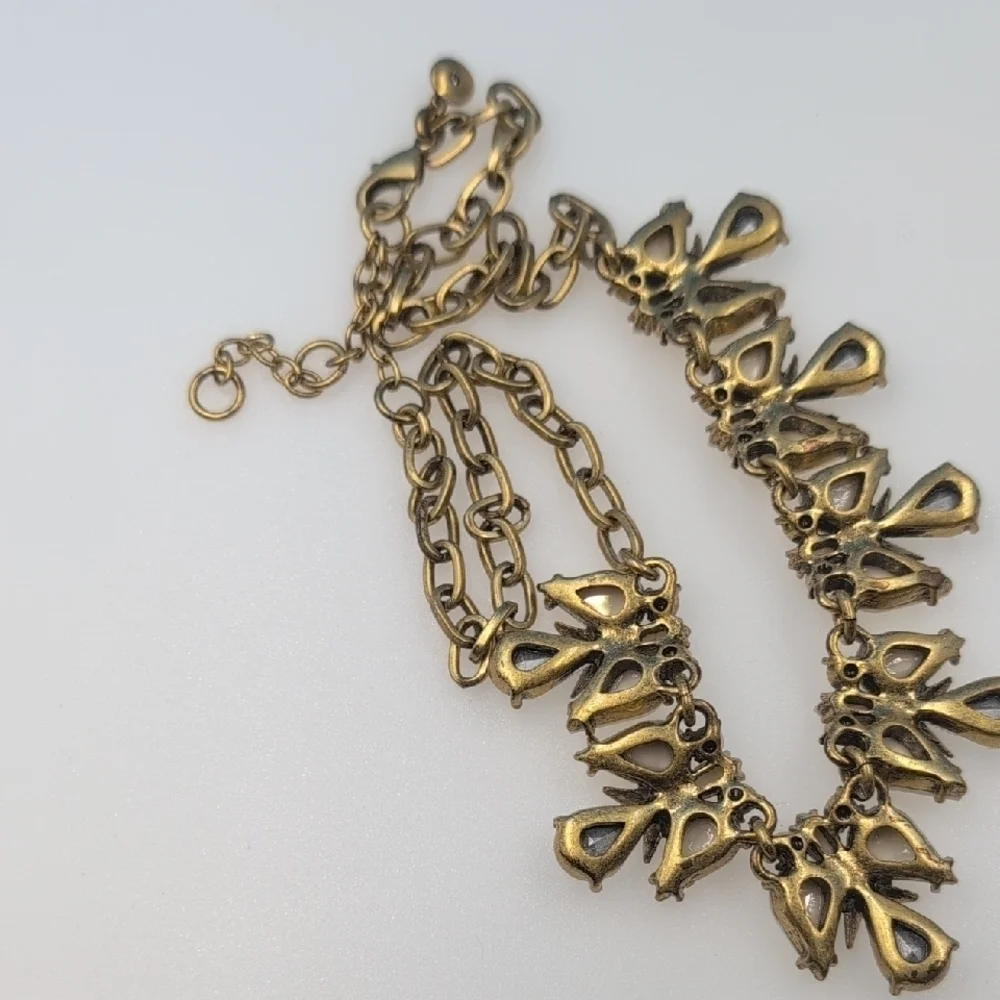J. Crew Gold and White Teardrop Necklace